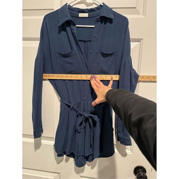 Gentle Fawn Linen Blend Nevada Summertime Ocean Waters Short Romper Size Small - Picture 6 of 13